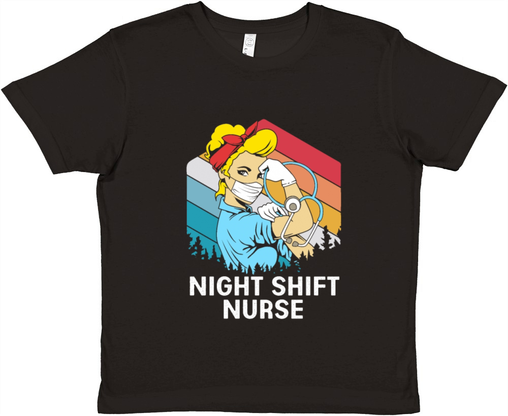Retro Vintage Night Shift Nurse Strong Woman Premium Kids Crewneck T-shirt
