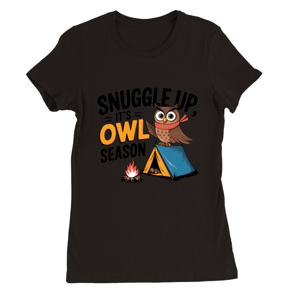 Camping Animal Owl Funny T-shirt Design Premium Womens Crewneck T-shirt
