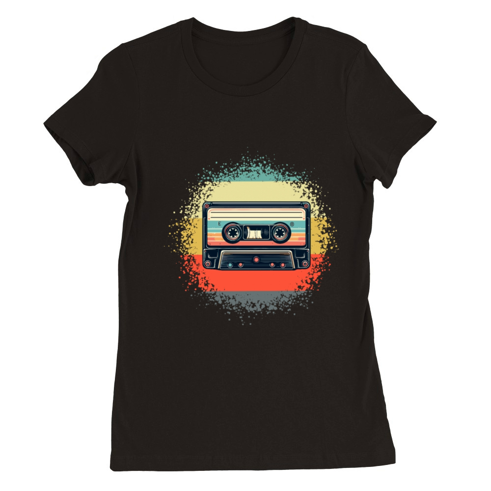 Retro Cassete Tape Vintage 70s and 80s Premium Womens Crewneck T-shirt