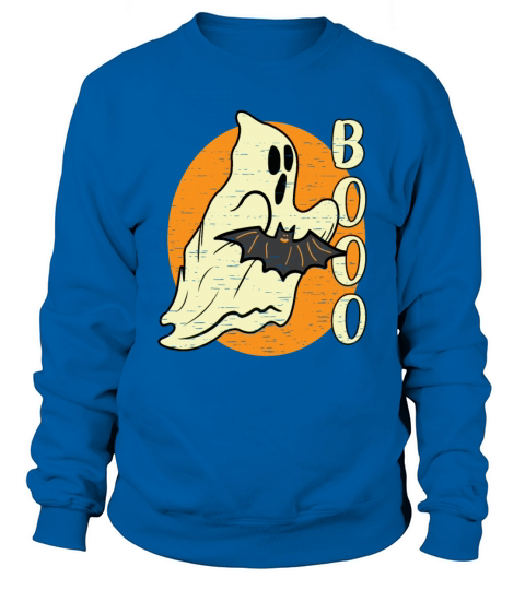 Boo Ghost Bat Retro Vintage Groovy Halloween Sweatshirt Unisex