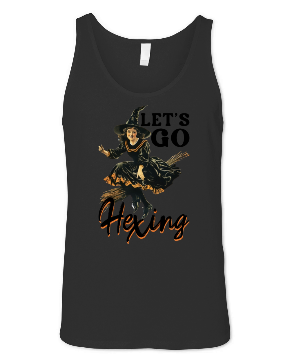 Let s Go Hexing - Witch Vibes - Vintage Halloween Unisex Jersey Tank