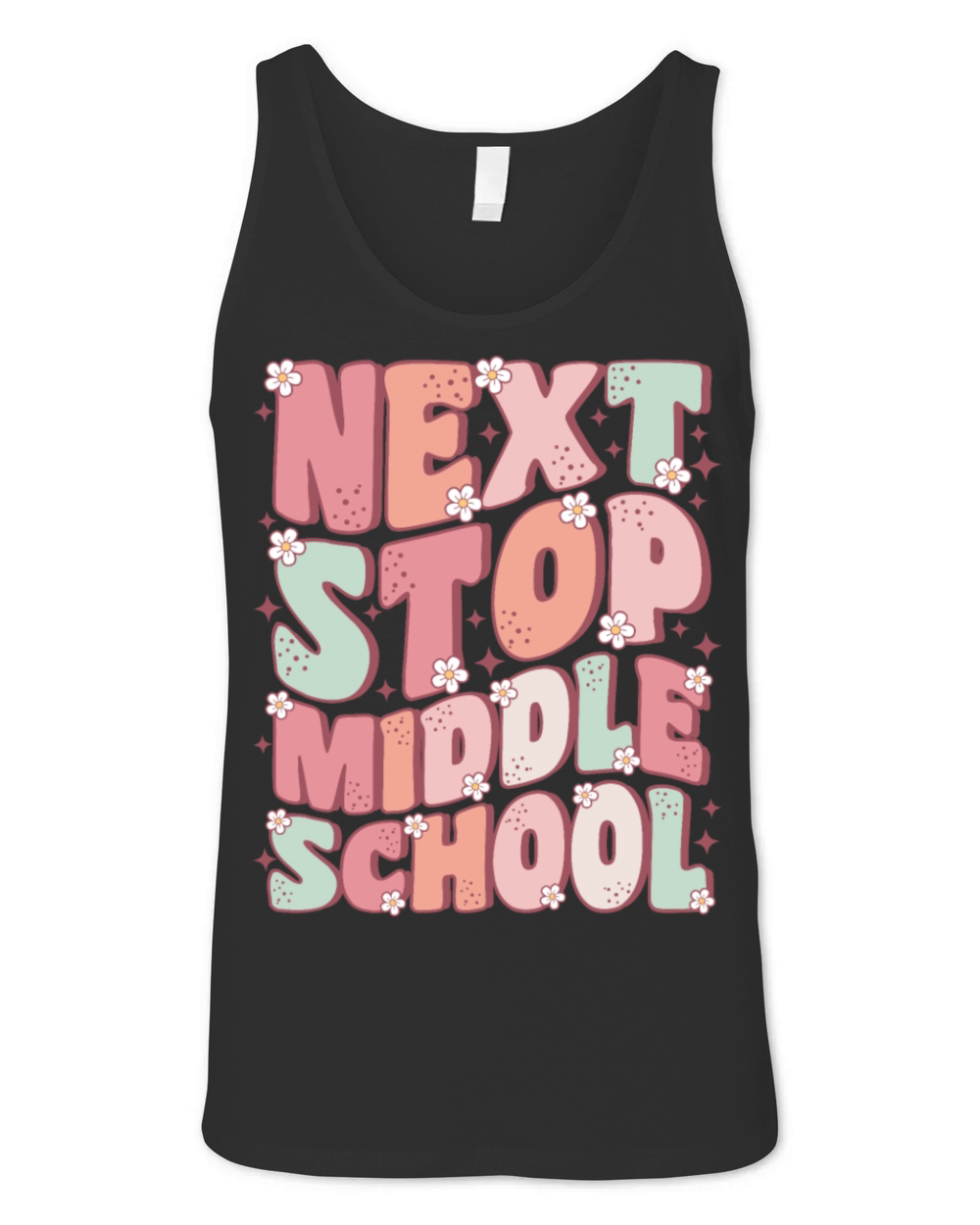Next Stop Middle School Groovy Last Day of School Unisex Jersey Tank
