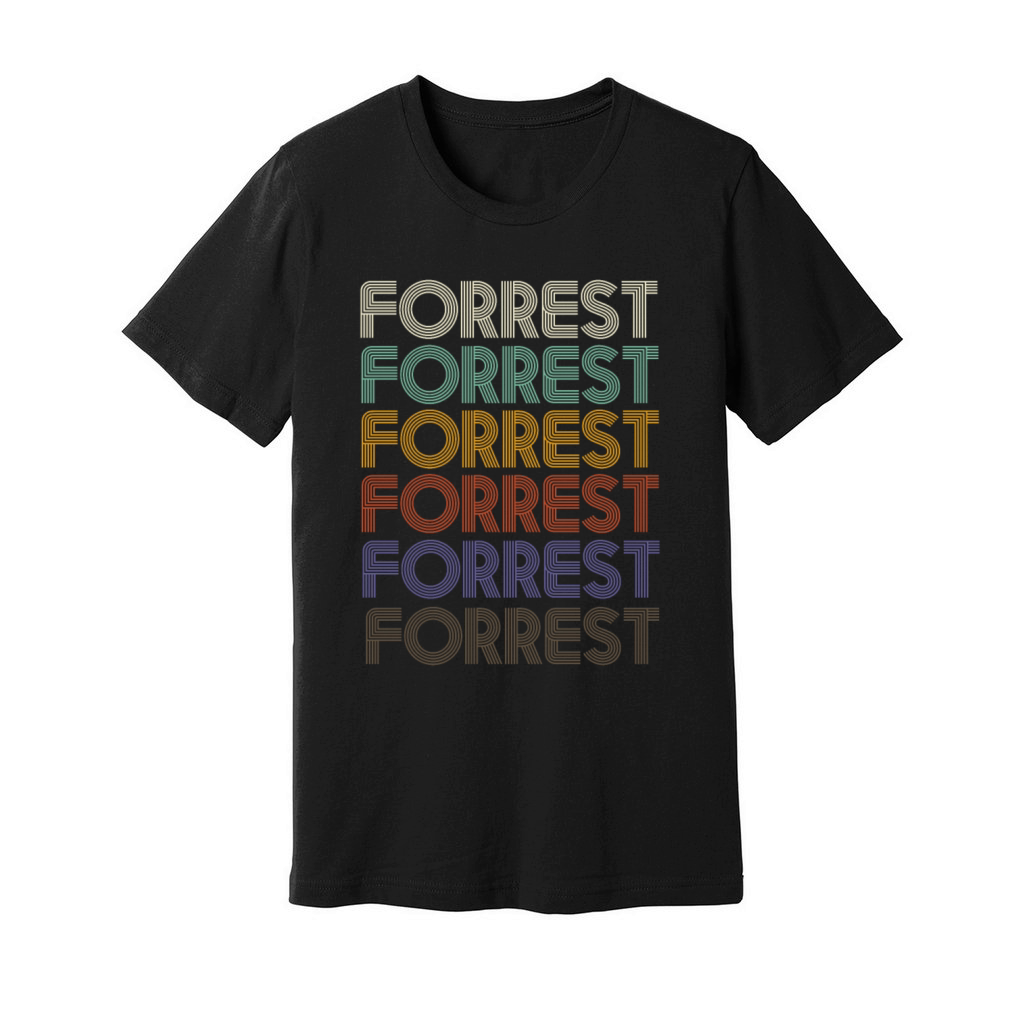 FORREST First Name Retro Pattern Vintage Stylet Unisex Jersey Tee