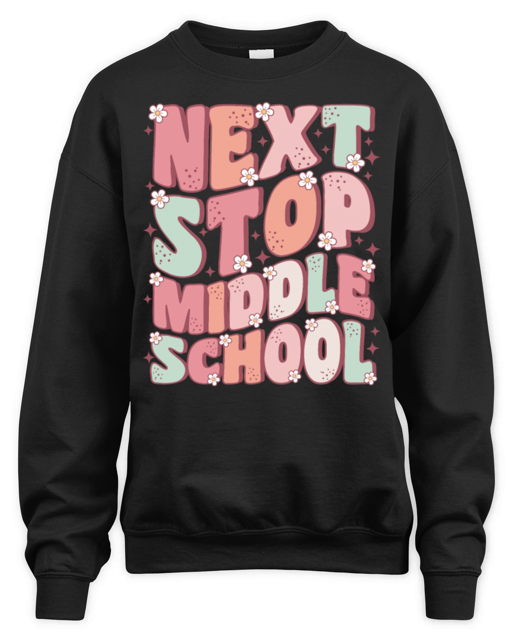 Next Stop Middle School Groovy Last Day of School Unisex Premium Crewneck Sweatshirt