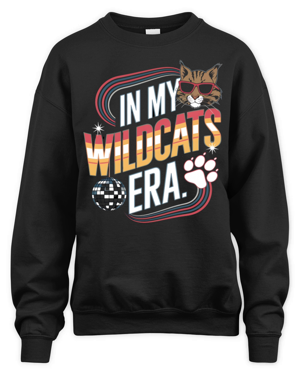 Vintage Wildcat Era Disco Cat Sunglasses 80s Vibe Unisex Premium Crewneck Sweatshirt