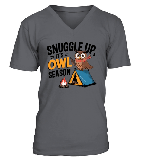 Camping Animal Owl Funny T-shirt Design V-Neck T-shirt