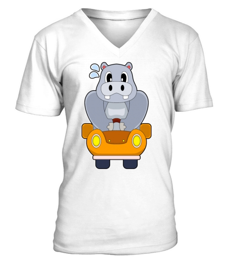 Hippo Car V-Neck T-shirt