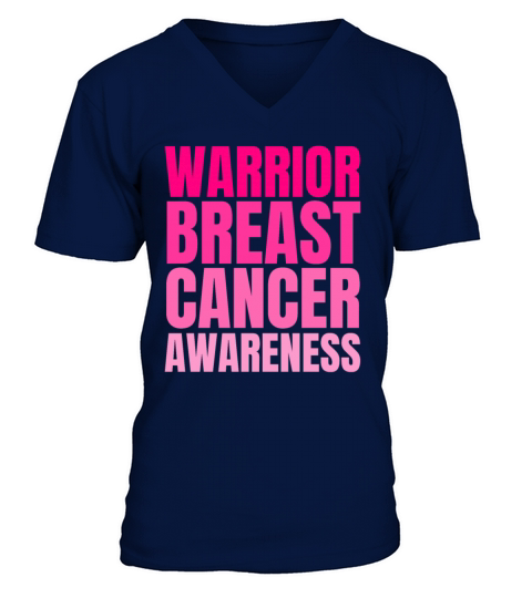 Pink Warrior Breast Cancer Awareness Support V-Neck T-shirt