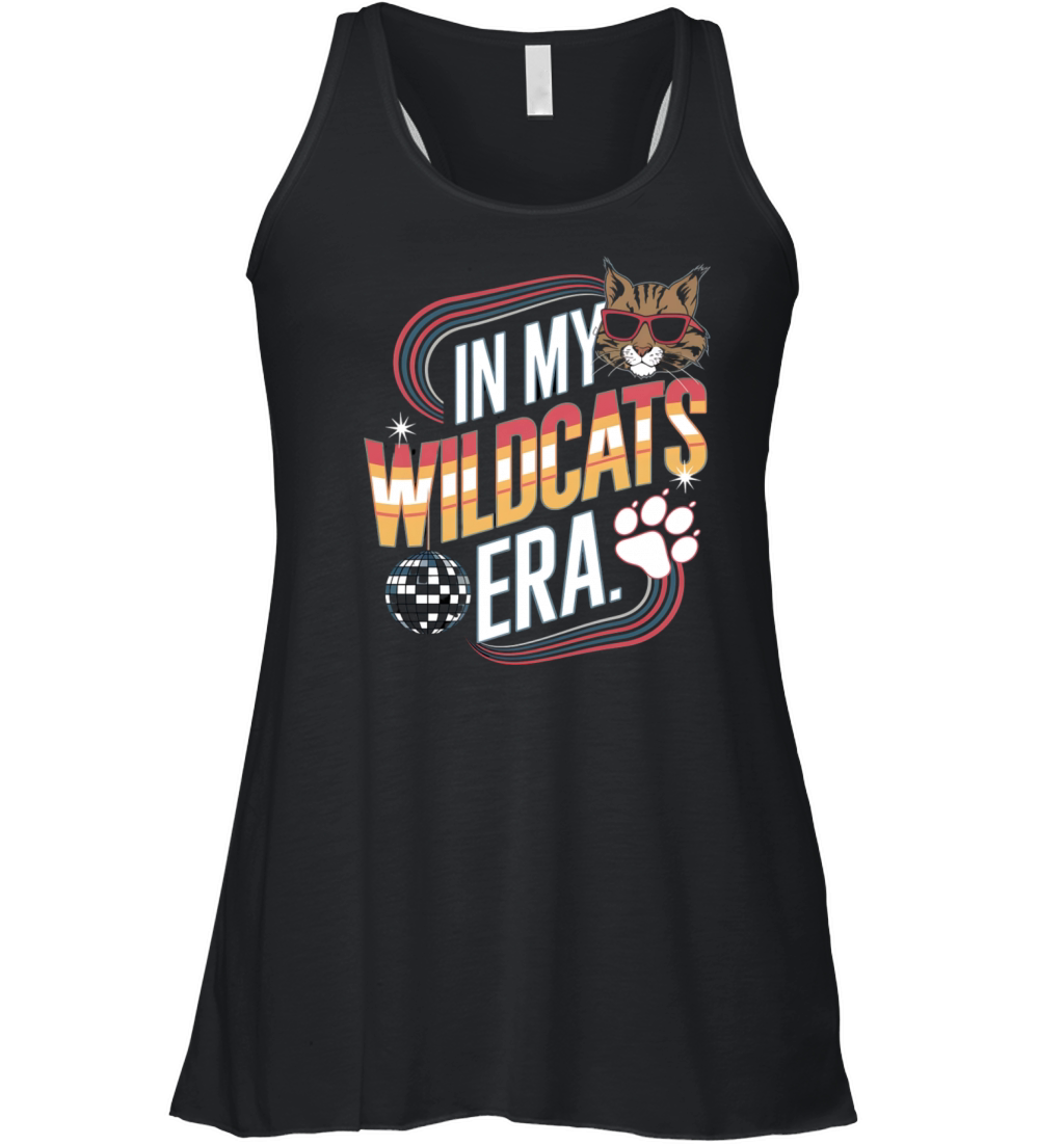 Vintage Wildcat Era Disco Cat Sunglasses 80s Vibe Women's Flowy Tank Top