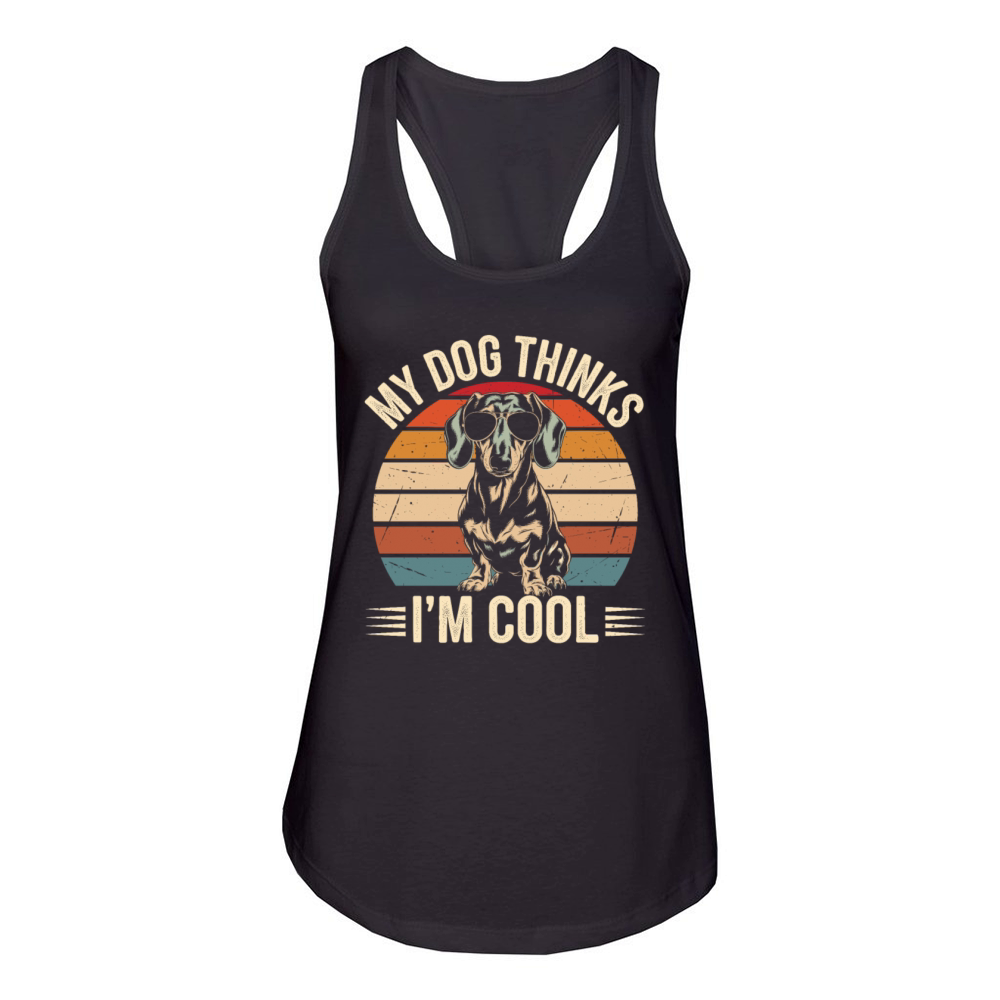 Dachshund My Dog Thinks Im Cool Women's Racerback Tank