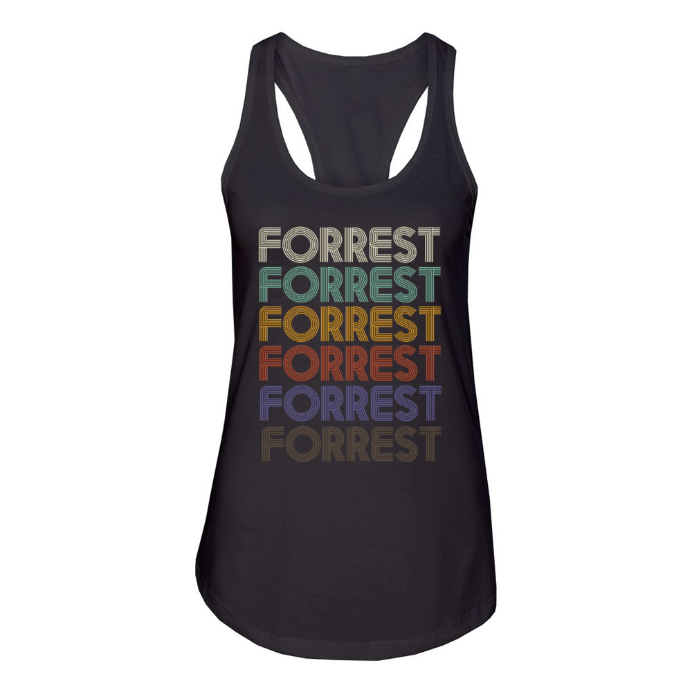 FORREST First Name Retro Pattern Vintage Stylet Women's Racerback Tank