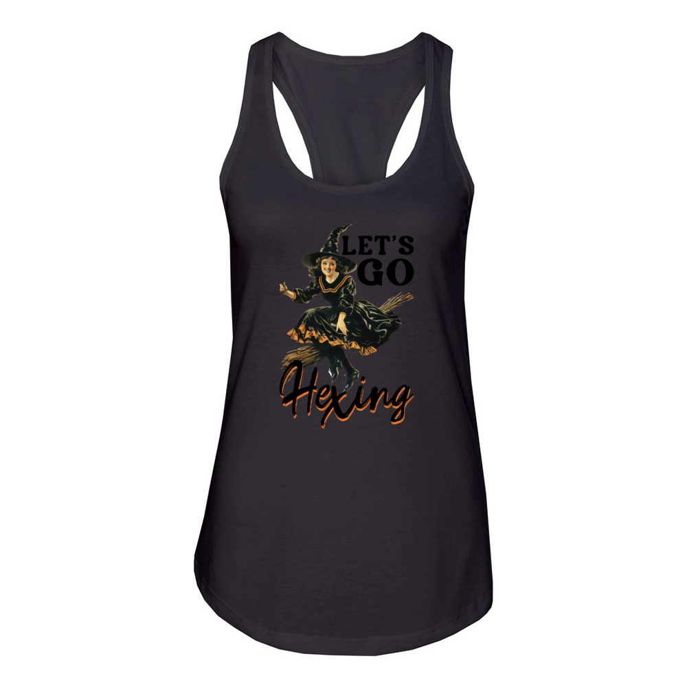Let s Go Hexing - Witch Vibes - Vintage Halloween Women's Racerback Tank