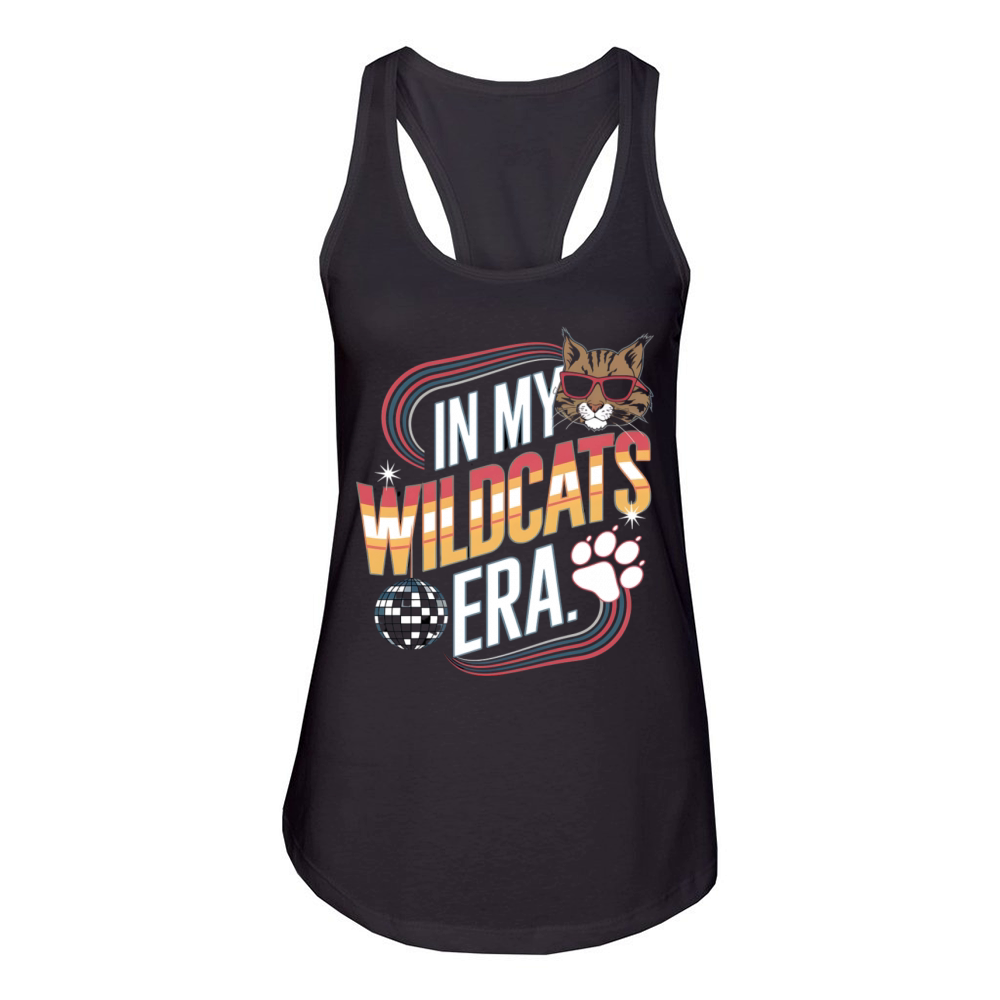 Vintage Wildcat Era Disco Cat Sunglasses 80s Vibe Women's Racerback Tank
