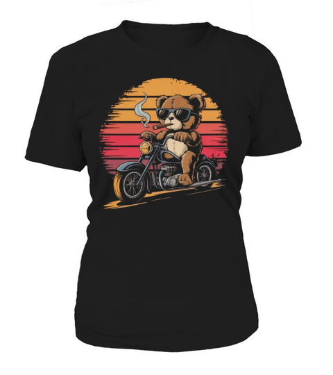 Teddy bear with sunglasses rides a Motorcycle Women's T-Shirt