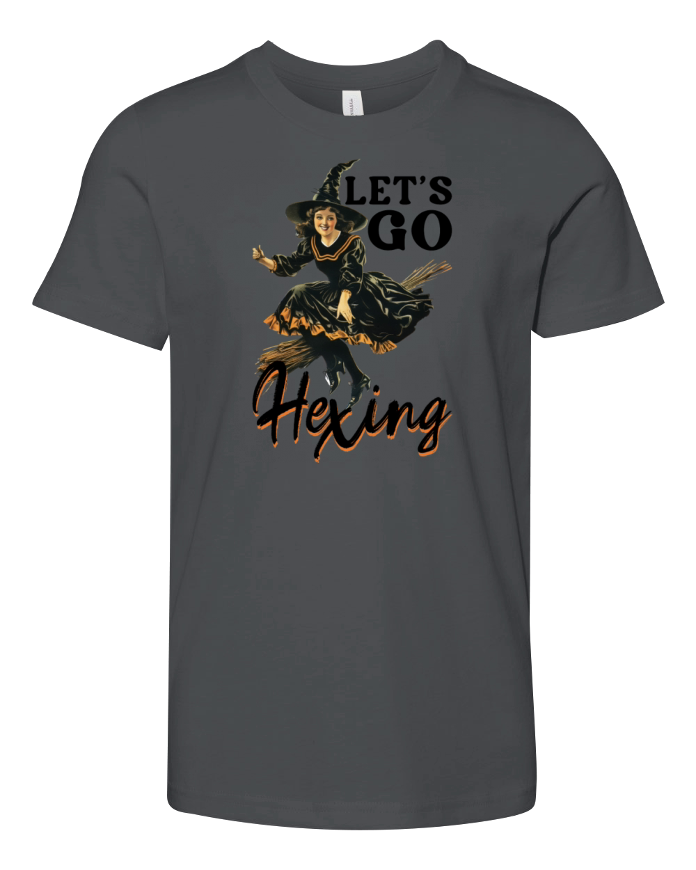 Let s Go Hexing - Witch Vibes - Vintage Halloween Youth Unisex Jersey Tee
