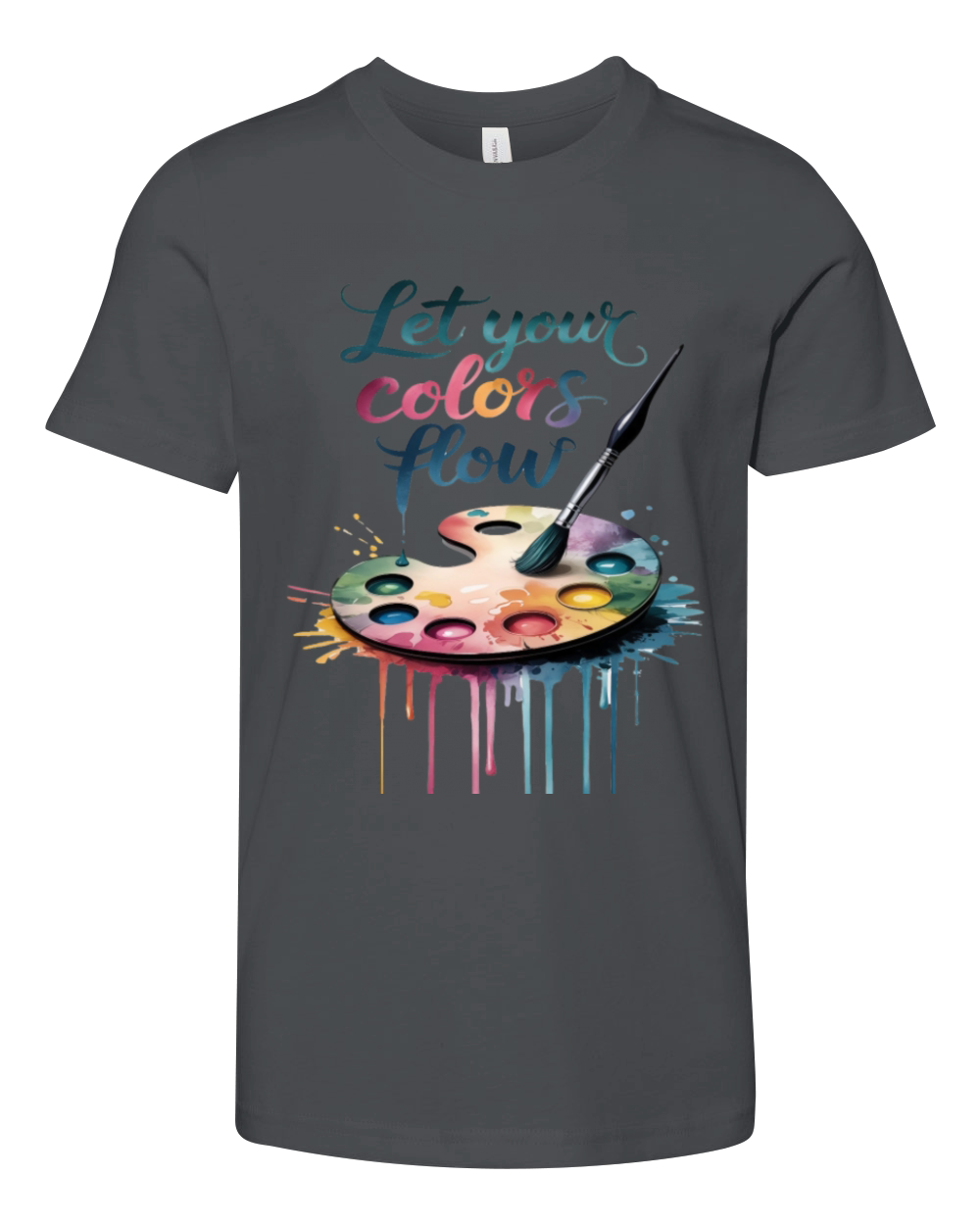 "Let Your Colors Flow" Inspirational Artistic Youth Unisex Jersey Tee