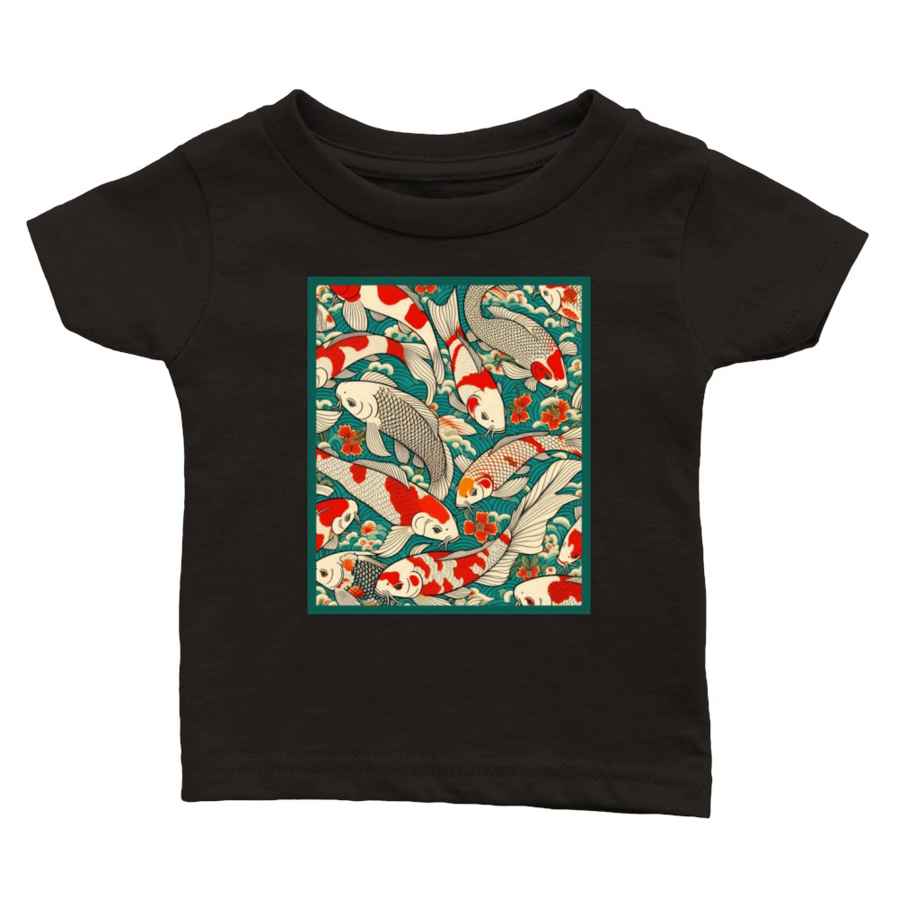 Vintage Japanese Koi Fish Pattern Classic Baby Crewneck T-shirt