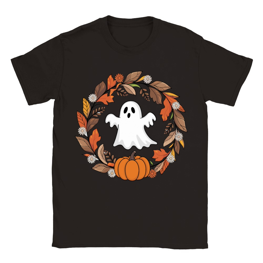 Vintage Floral Ghost Halloween Classic Kids Crewneck T-shirt