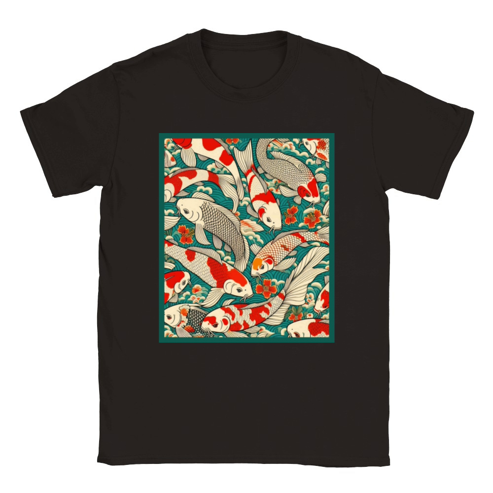 Vintage Japanese Koi Fish Pattern Classic Kids Crewneck T-shirt