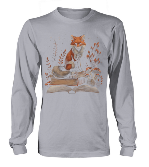 Cottagecore Aesthetic Fox Books Mushroom Vintage W Long sleeved Unisex