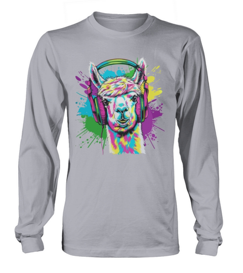 Llama Music Teens Funny Cool Concert Festival Long sleeved Unisex