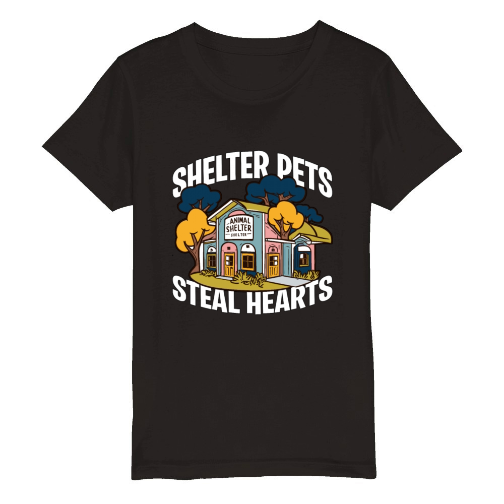 Animal Shelter Pets Steal Hearts Veterinarian Organic Kids Crewneck T-shirt