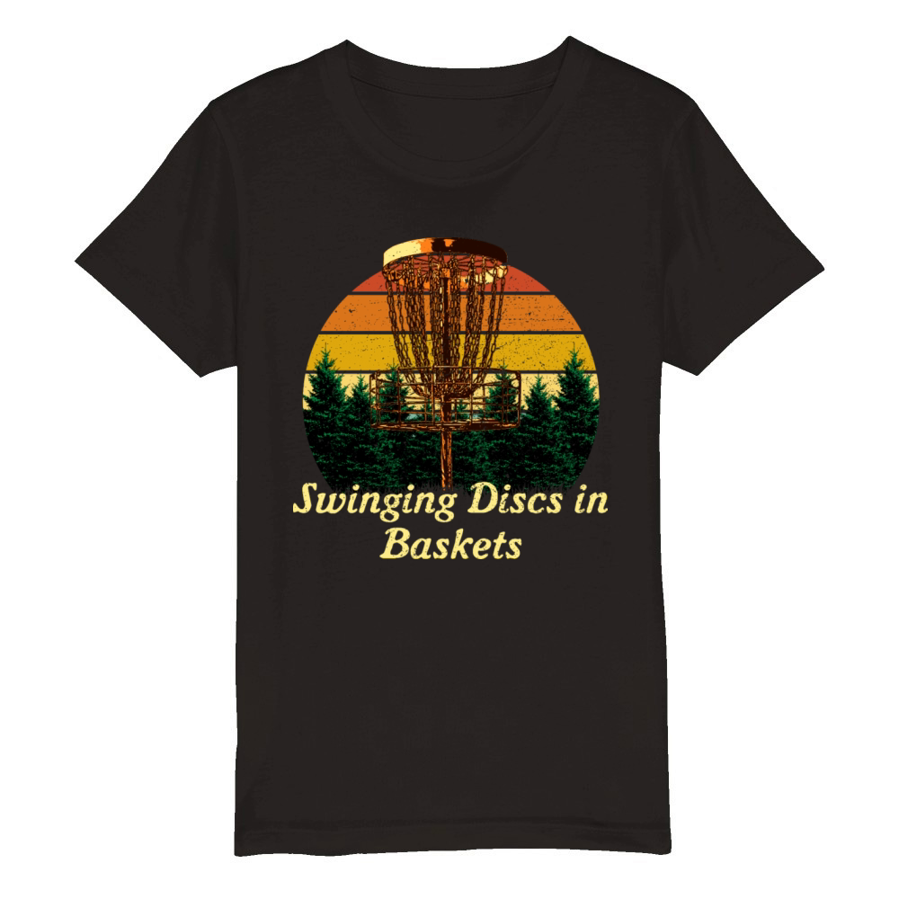 Swinging Discs in Baskets Disc Golf Sayings Golfer Organic Kids Crewneck T-shirt
