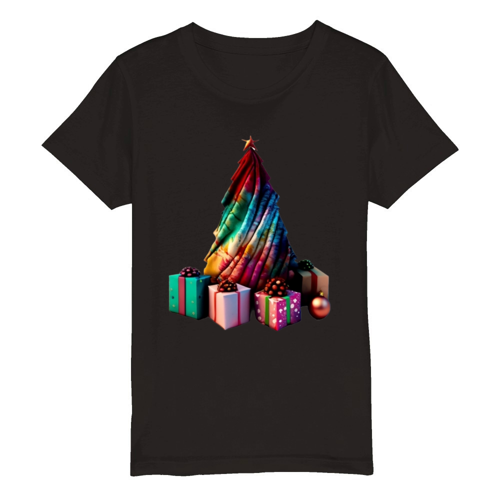 Tie-Dye Christmas Groovy 60s Vintage Retro Organic Kids Crewneck T-shirt