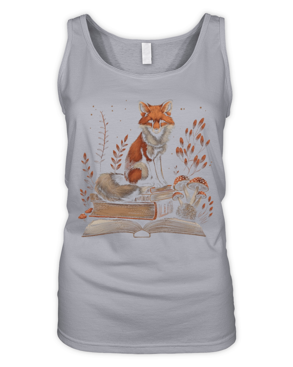 Cottagecore Aesthetic Fox Books Mushroom Vintage W Organic Women's Tank Top