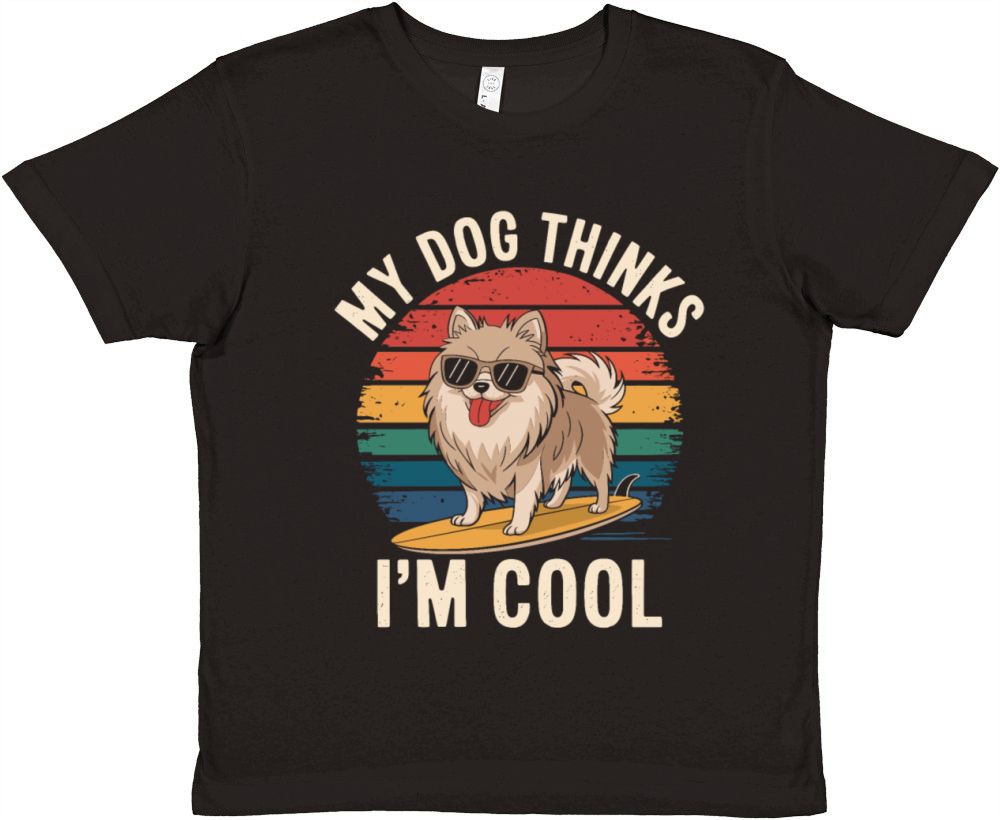 Pomeranian Dog My Dog Thinks Im Cool Premium Kids Crewneck T-shirt