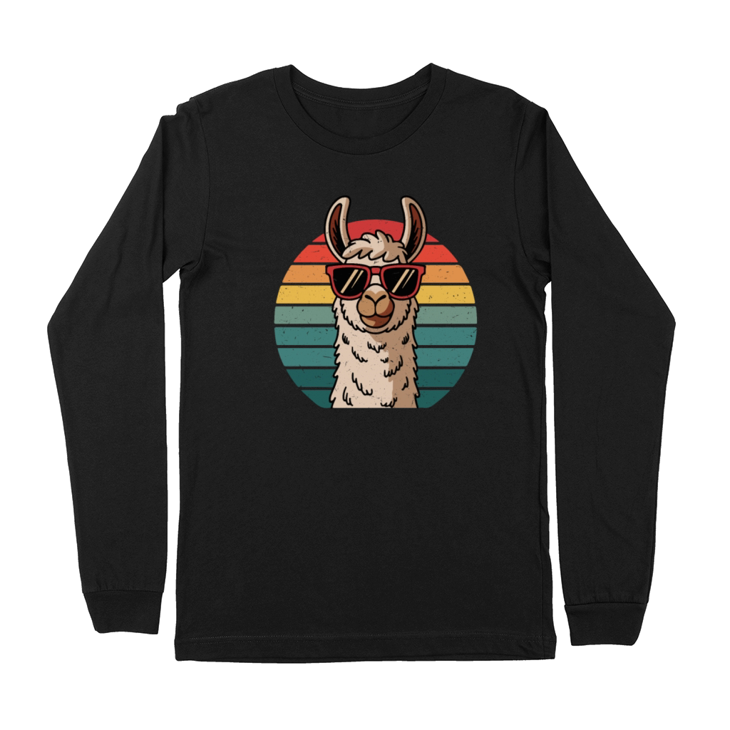 Alpaka Lama with Sunglasses Retro Style Vibes Premium Long Sleeve