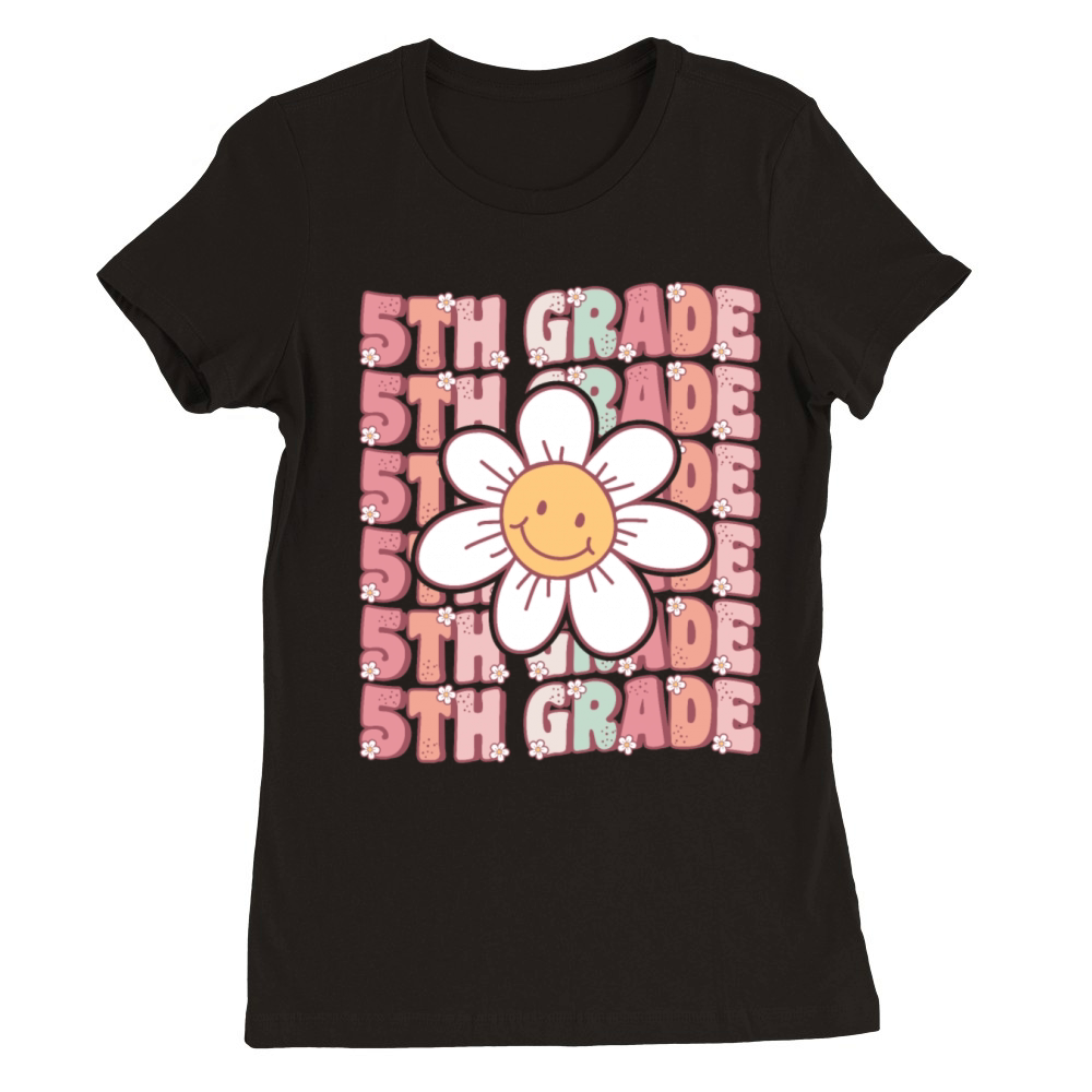 Groovy 5th Grade Cute Back To School Premium Womens Crewneck T-shirt