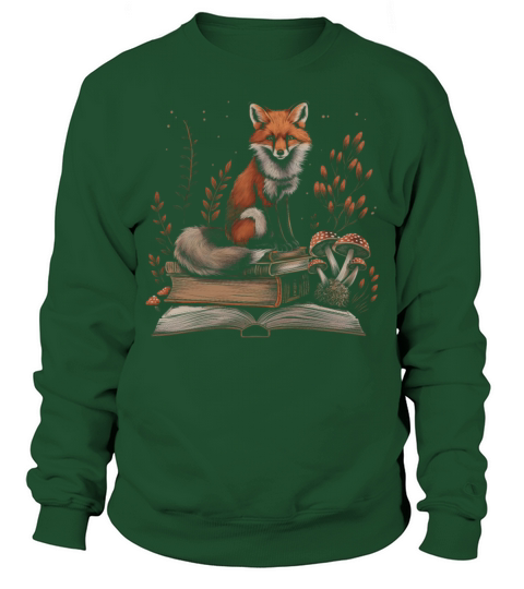 Cottagecore Aesthetic Fox Books Mushroom Vintage W Sweatshirt Unisex