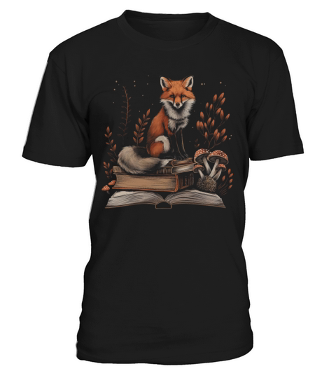 Cottagecore Aesthetic Fox Books Mushroom Vintage W T-Shirt Unisex
