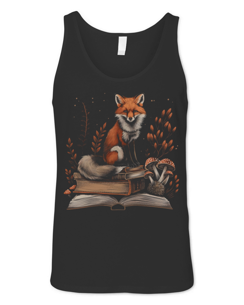 Cottagecore Aesthetic Fox Books Mushroom Vintage W Unisex Jersey Tank