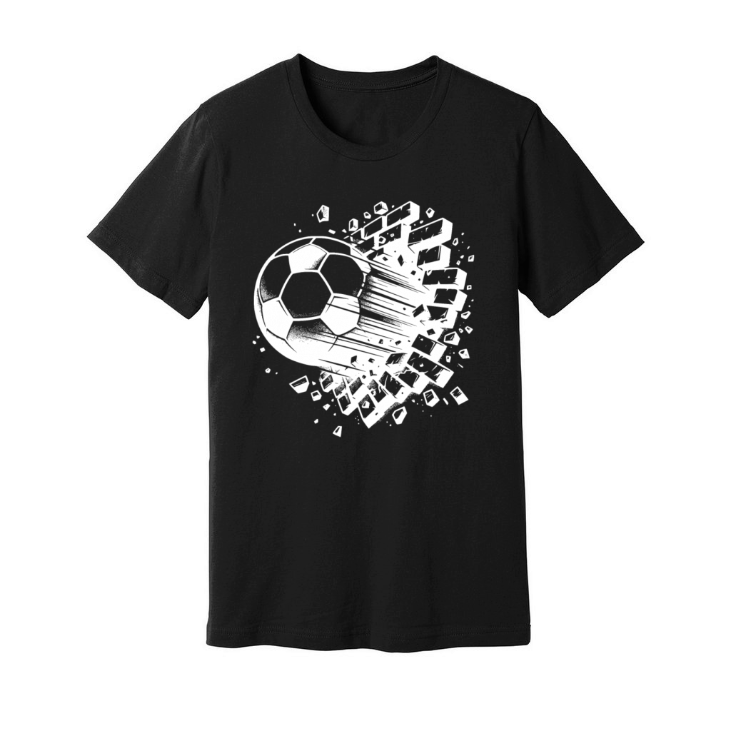 Firecracker Soccer Shot Breaks Through Brick Wall Unisex Jersey Tee