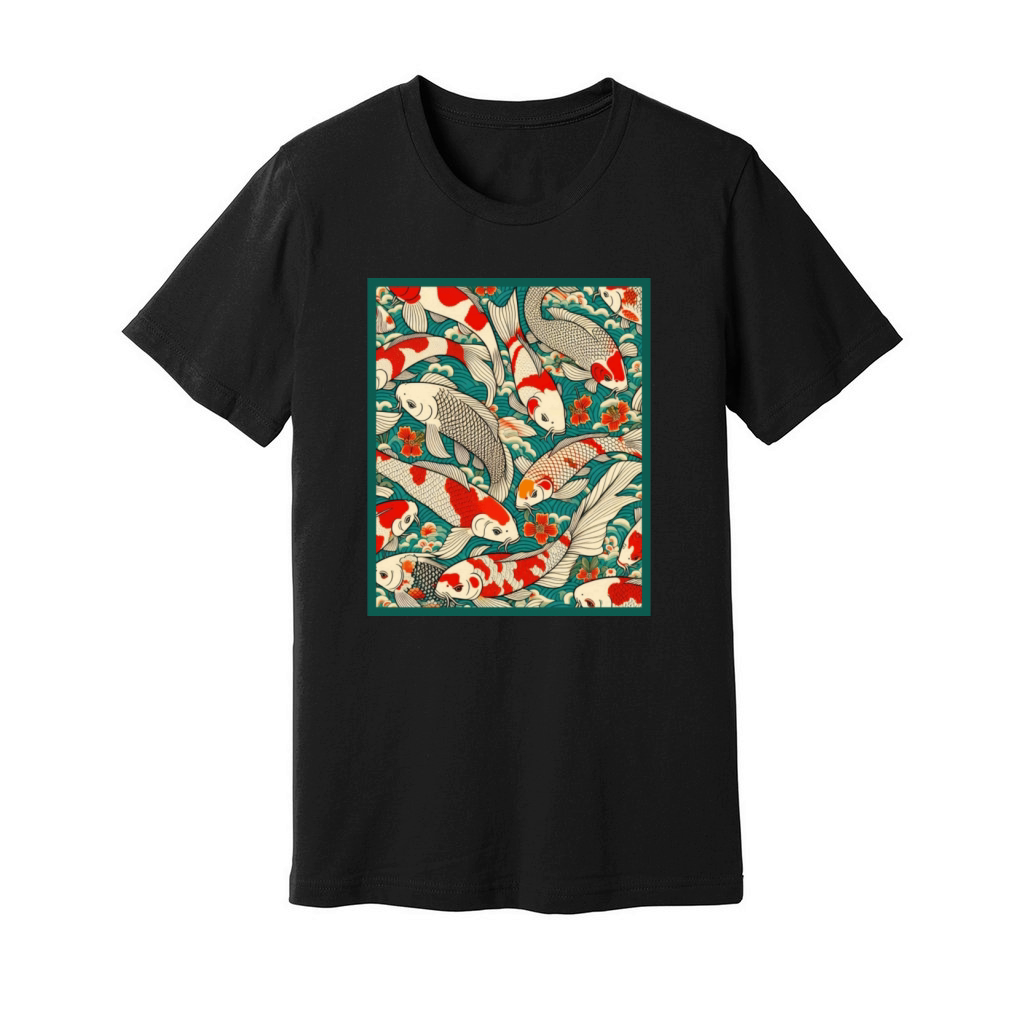 Vintage Japanese Koi Fish Pattern Unisex Jersey Tee