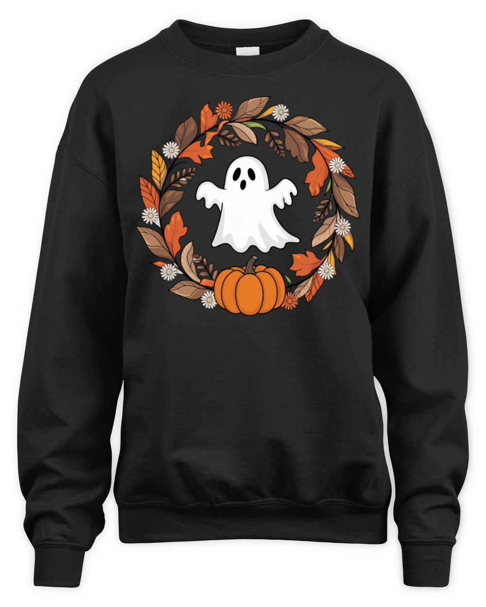 Vintage Floral Ghost Halloween Unisex Premium Crewneck Sweatshirt