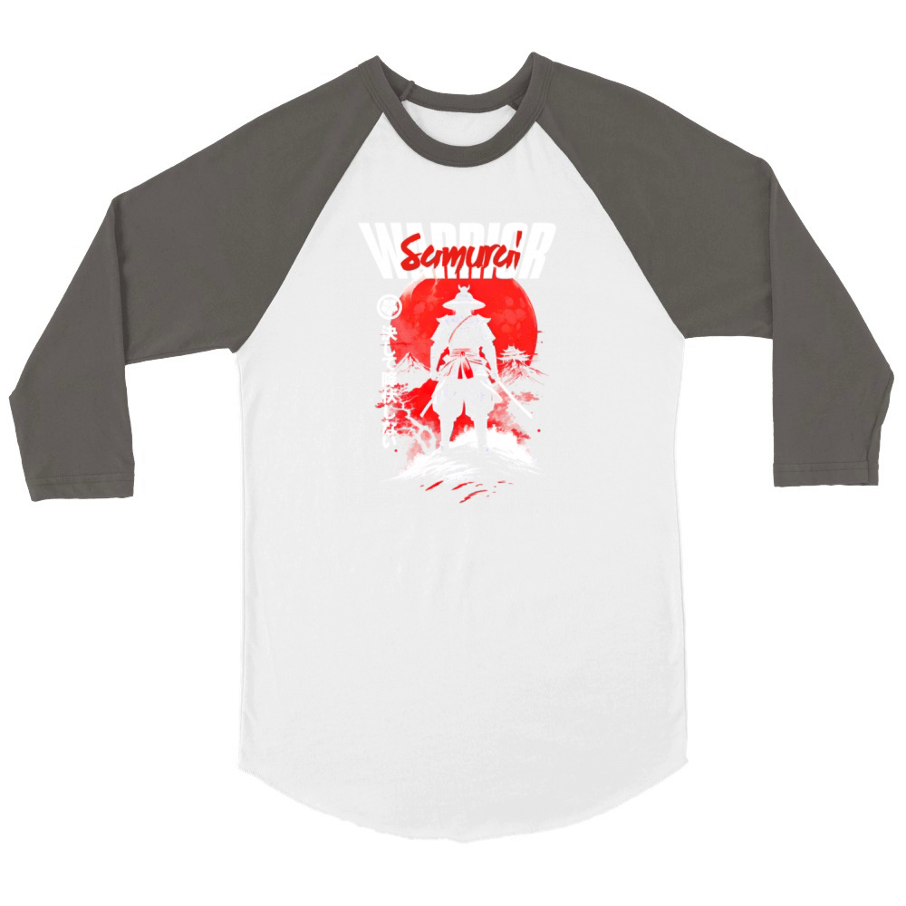 Japanese landscape with a samurai warrior Unisex ¾ sleeve Raglan T-shirt