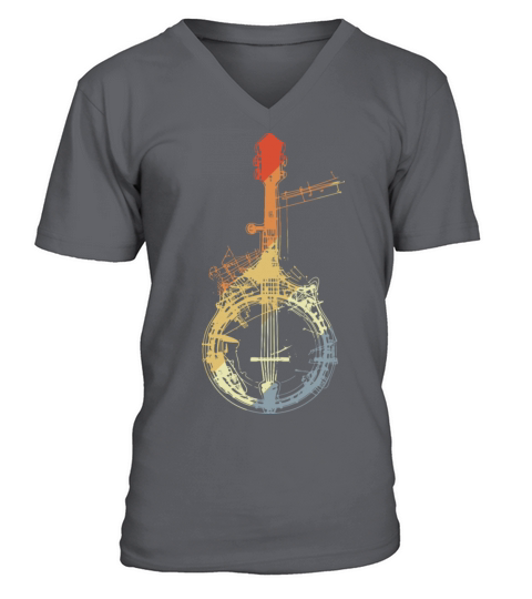 Banjo Sketch Vintage Look V-Neck T-shirt