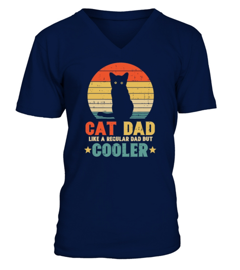Cat Daddy Retro Cat Dad Gift Fathers Day V-Neck T-shirt