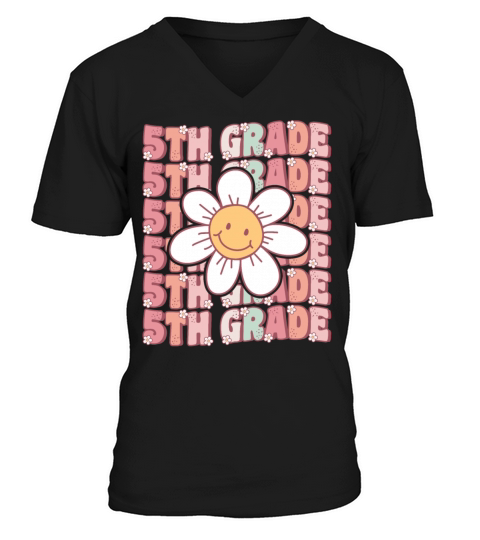 Groovy 5th Grade Cute Back To School V-Neck T-shirt