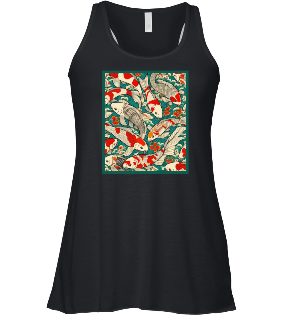 Vintage Japanese Koi Fish Pattern Women's Flowy Tank Top