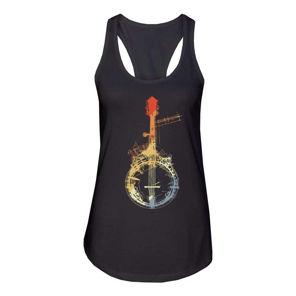 Banjo Sketch Vintage Look Women's Racerback Tank