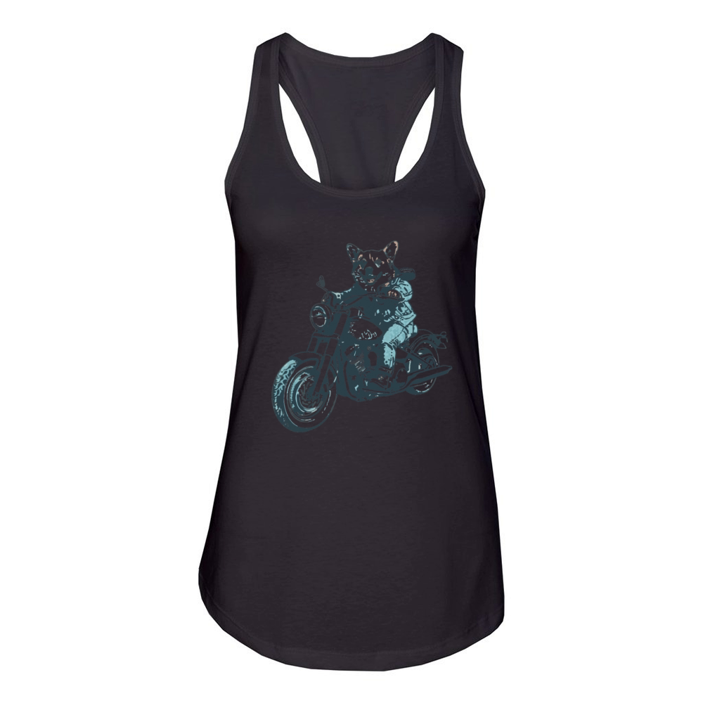 Corgi Biker Motorcycle Corgi Welsh Chopper Women's Racerback Tank