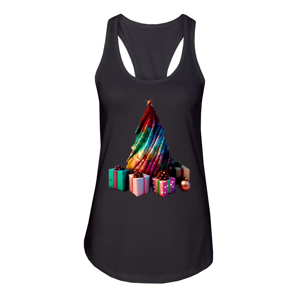 Tie-Dye Christmas Groovy 60s Vintage Retro Women's Racerback Tank