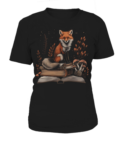 Cottagecore Aesthetic Fox Books Mushroom Vintage W Women's T-Shirt