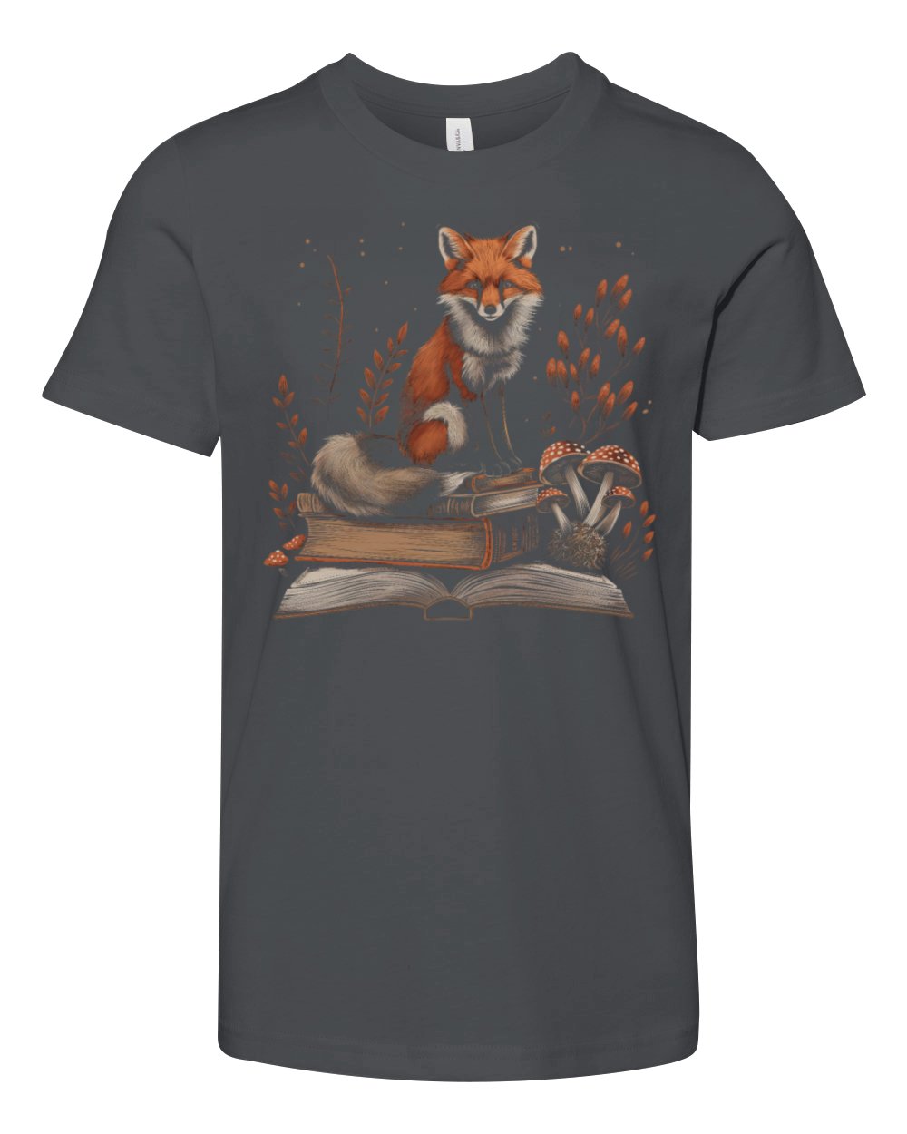 Cottagecore Aesthetic Fox Books Mushroom Vintage W Youth Unisex Jersey Tee