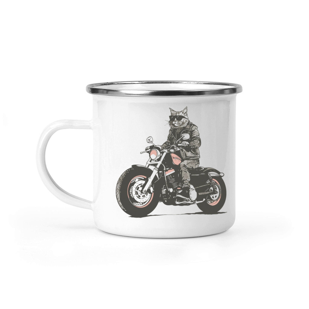 Cat Biker Motorcycle Chopper Cat Vintage Camping Mug