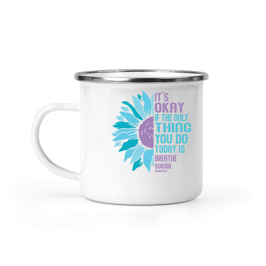 Mental Health Warrior Purple and Teal Camping Mug
